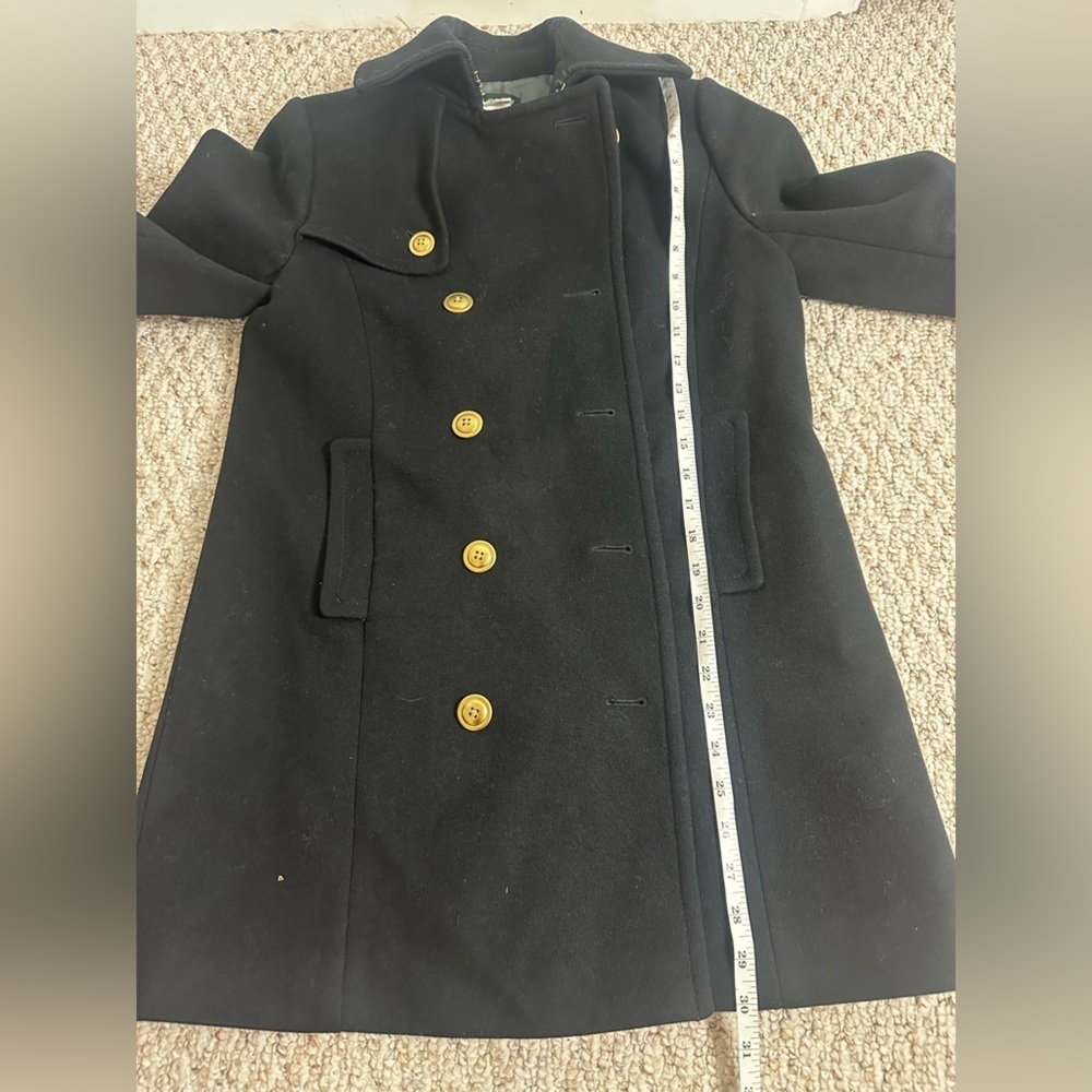 J. Crew Black Pea Coat with Gold Buttons size Petite 6 - Picture 6 of 8